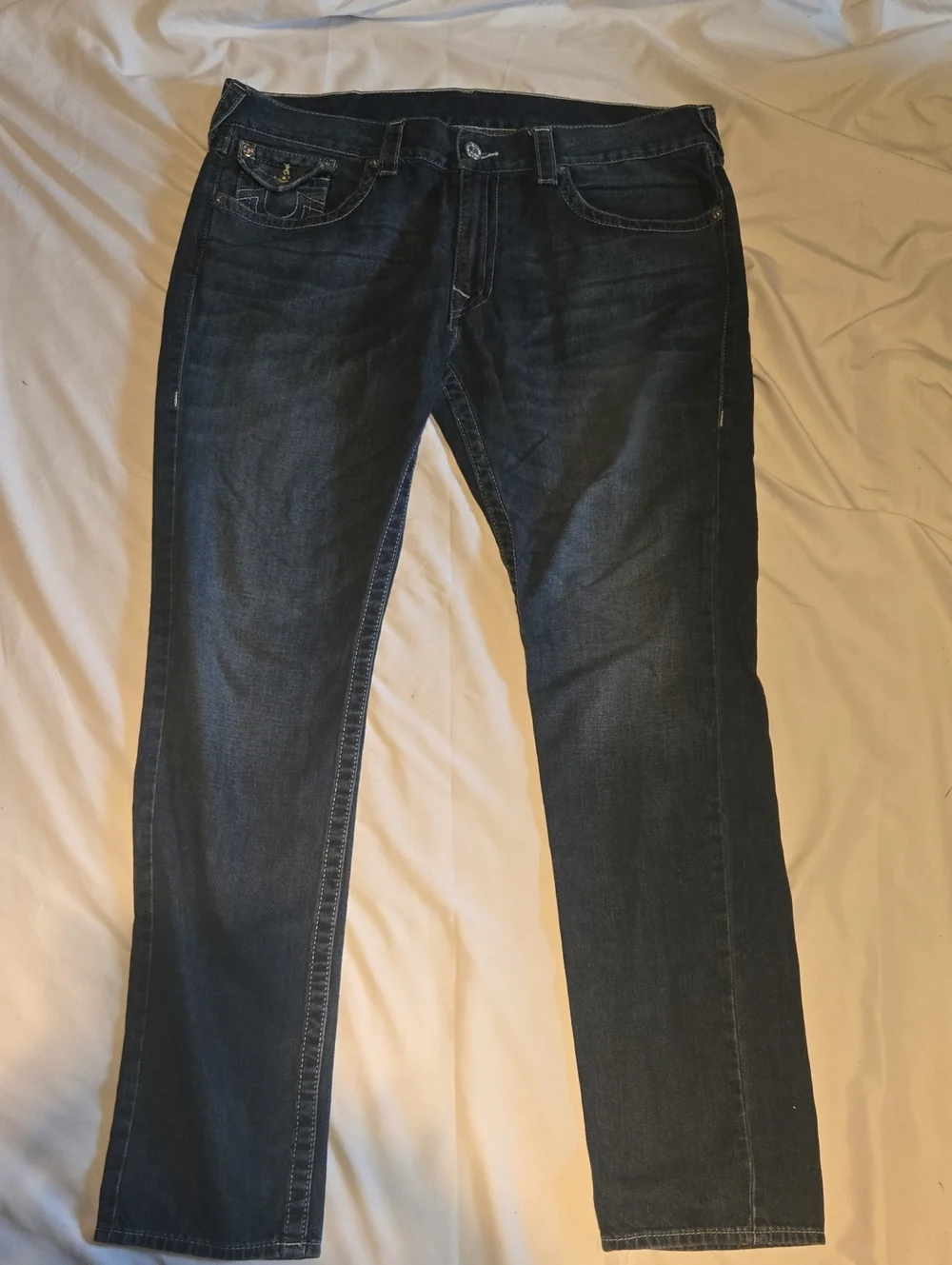 True Religion Men's Dark Blue Slim Straight Jeans